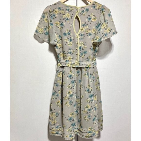 ModCloth Darling Watercolor Floral Flutter Sleeve Retro Dress, Small - Picture 4 of 12